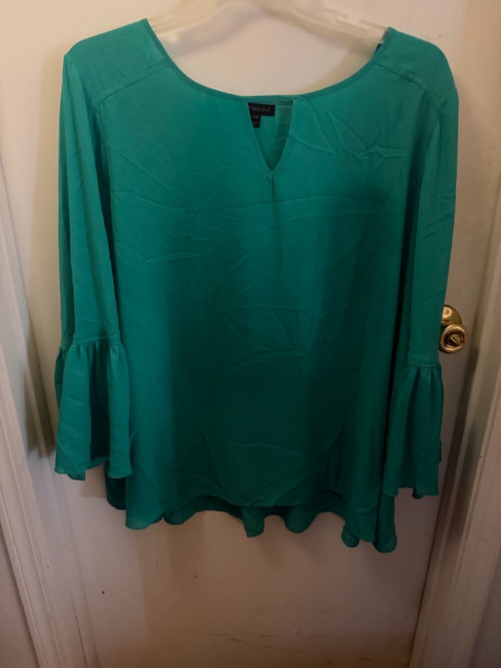 Lane Bryant Kelly Green Bell-Sleeved Tunic Blouse W 22-24